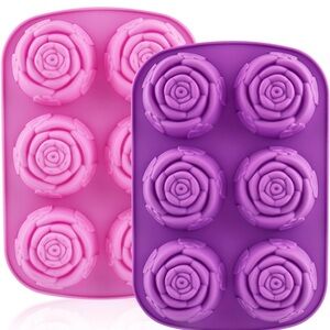 NEW Pink and Purple Rose Shaped Silicone Molds